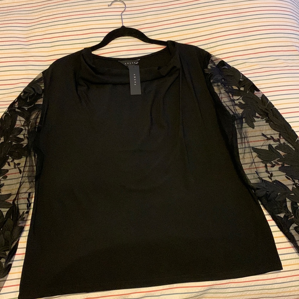 Black blouse with lace sleeves size xl